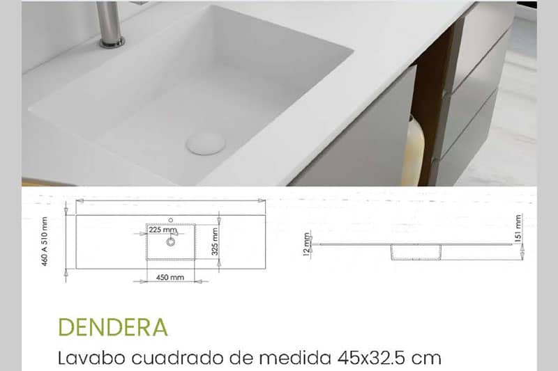 Encimera solid surface con lavabo Dendera