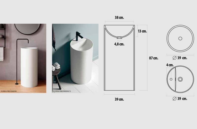 Lavabo solid surface con pedestal bol