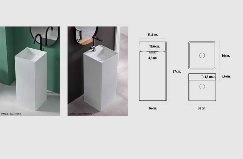 Lavabo solid surface con pedestal Sais
