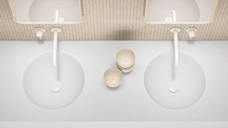 Encimera de baño Corian de Solidker elegante.