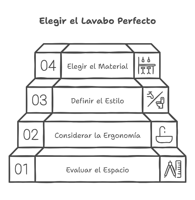 Infografía sobre las ventajas de los lavabos modernos, destacando facilidad de mantenimiento, versatilidad y ahorro de espacio.

